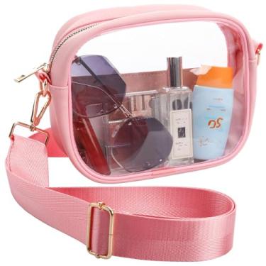Imagem de Bolsa transversal transparente, aprovada pelo estádio, bolsa transparente para shows, eventos esportivos, festivais, Rosa 2, Removable shoulder strap
