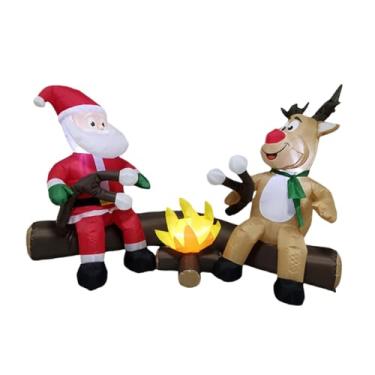 Imagem de Vaveren Decoração inflável de Natal com luzes embutidas, exibição de renas do Papai Noel, decoração de Natal para jardim, quintal e