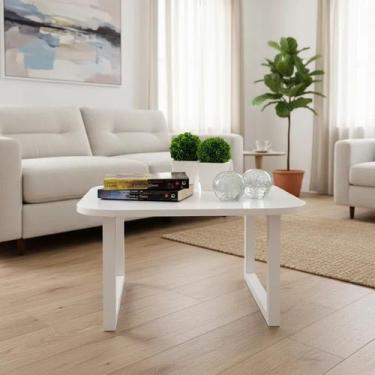 Imagem de Mesa De Centro Lateral De Apoio Para Sala Estar Square Off White Laca 