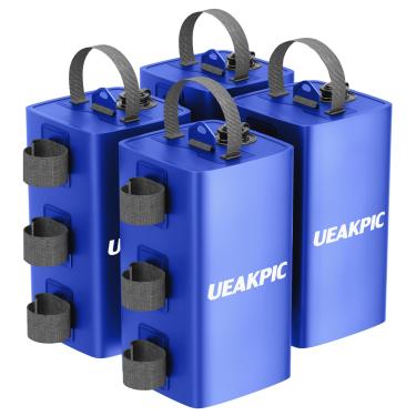 Imagem de UEAKPIC Pesos de dossel, 39,9 kg conjunto resistente de 4 sacos de perna de água para barraca para gazebos ao ar livre, guarda-chuvas, pérgulas, guarda-sóis e móveis de pátio (azul 25,5 cm C x 10)