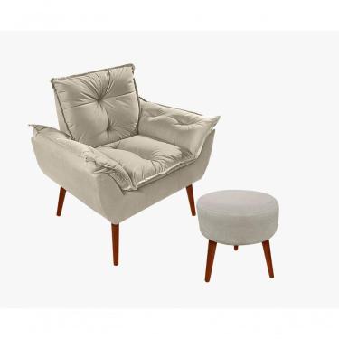Imagem de Kit C-01 Poltrona Opala + 01 Puff Redondo Danny Bege
