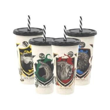 Imagem de Copo Refri Infantil 700mL com Canudo Harry Potter Antivazamento Plásti