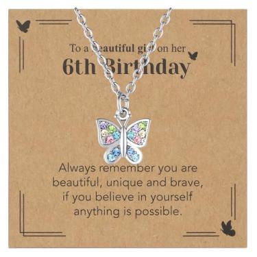 Imagem de Sepfavo Colar de borboleta de cristal para meninas, 6, 7, 8, 9, 10, 11, 12, 13, 16, 18, presente de aniversário, incrustado com zircônia, colar de diamante infantil hipoalergênico, 18, Aço inoxidável