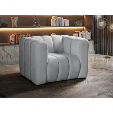 Imagem de Poltrona Mona Decorativa Confortável Moderna Sala De Estar - Bouclê Cinza 520