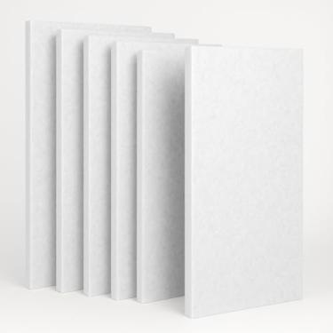 Imagem de Kit 6 Placas Lã de PET Cor Branco 120 x 60 x 2,5 cm Densidade 30 kg/m³ Placa Acústica