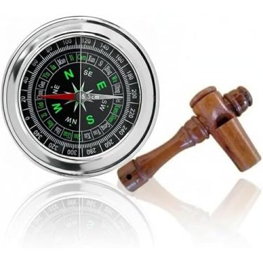 Imagem de Apito Inhambu Açu Modelo 01 + Bússola Profissional 7,5 Portátil Camping Caça Trilha