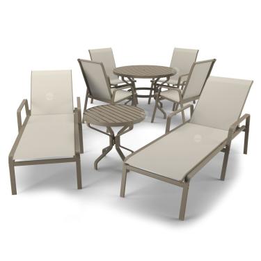 Imagem de Kit Espreguiçadeira Cadeira Mesa Alumínio Fendi Tela Bege