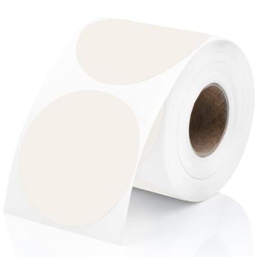 Imagem de Perco Etiquetas adesivas térmicas de círculo redondo marfim de 5 cm - 300 etiquetas por rolo, compatível com impressora térmica direta, adesivo permanente, cores vibrantes, fixação forte, perfurado