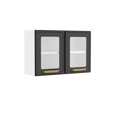 Imagem de Armário Aéreo de Aço Cozinha 2 Portas de Vidro Bella Bertolini, Grafit