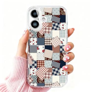 Imagem de DSJIFGEW Design de capa transparente padrão para iPhone 16 | Antiamarelamento, parte traseira rígida, proteção contra quedas de nível militar, suporta carregamento sem fio