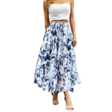 Imagem de Saia maxi Abaadlw para mulheres longa de comprimento médio com bolsos 