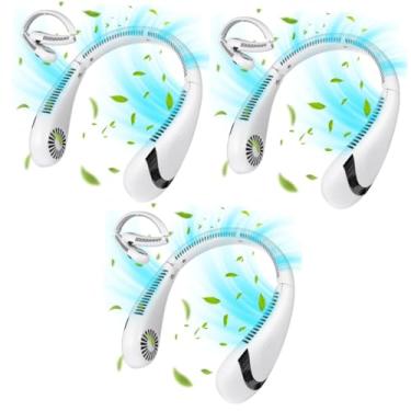 Imagem de WYUYIWH Ventilador de pescoço dobrável com 3 peças, ventilador de pescoço para resfriamento, portátil, recarregável, ventilador de pescoço ajustável, pequeno ventilador pessoal Miss Sports Abs Ear