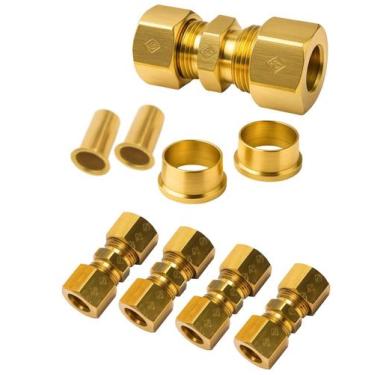 Imagem de Kit 4 conexão emenda união 8mm insert tubo nylon cobre cano freio - CA