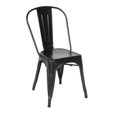 Imagem de Cadeira Tolix Iron Design Aço Industrial Sala Cozinha Jantar Bar PRETO BRILHANTE