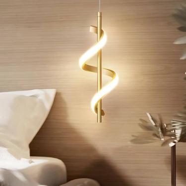 Imagem de Pendente Led Espiral Moderno Minimalista Par Dourado 127/220