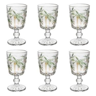 Imagem de Conjunto 6 Taças Água Tropical Palm Hand Painting 310 ml Lyor