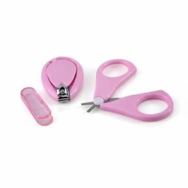 Imagem de Conjunto de Cortador De Unhas Para Bebê Kit Com 2 Peças 1 Cortador e 1 Tesoura 18cm x 11cm x 1cm (ROSA)