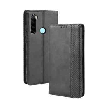 Imagem de Capa para Xiaomi Redmi Note 8T,Retro Flip magnético,Caso de telefone de couro PU,Design de carteira com 3 slots de cartão e 1 clipe de dinheiro -Black