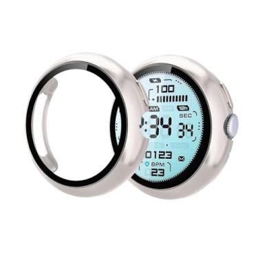 Imagem de HAJSLU Pacote com 2 capas para Google Pixel Watch 4 (2025) de 45 mm - Capa rígida de policarbonato completo com protetor de tela de vidro temperado HD para Pixel Watch 4, Starlight