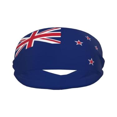 Imagem de Faixa de cabelo esportiva com bandeira da Nova Zelândia para corrida, basquete, tênis, treino, antiderrapante, elástico, para homens e mulheres