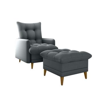 Imagem de Poltrona De Amamentação Com Puff Luxo Confortável Montreal Matrix Suede Cinza