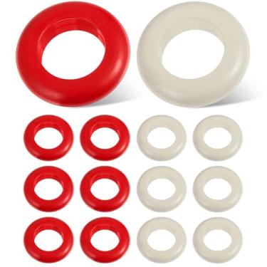 Imagem de Frienda Pacote com 14 anéis grandes de borracha para piscina, 7 vermelhos e 7 brancos, peças de reposição para mesa de bilhar, serve para amortecedores grandes, renovam amortecedores rígidos antigos