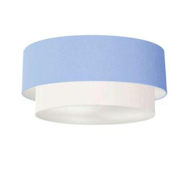 Imagem de Plafon Duplo Cilíndrico Vivare Md-3024 Cúpula Tecido 60x50cm - Bivolt Azul-bebê-branco 127/220v