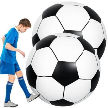 Imagem de Pacote com 2 bolas de futebol gigantes infláveis de 101,6 cm, bolas de praia jumbo de PVC para diversão, festas, esportes escolares