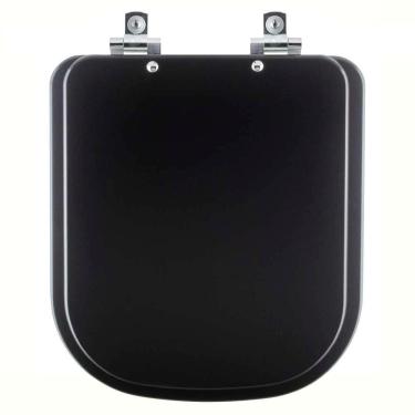 Imagem de Assento Sanitário Com Amortecedor Quadra Preto Fosco Para Vaso Deca
