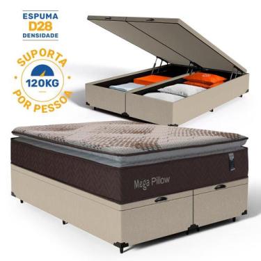 Imagem de Cama Box Baú com Colchão de Espuma Mega Pillow Queen 158 cm - Lucas Co