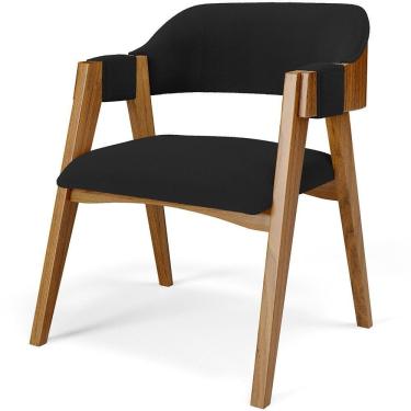 Imagem de Cadeira Para Sala De Jantar E Estar Living Estofada Suran L02 Bouclê Preto - Lyam