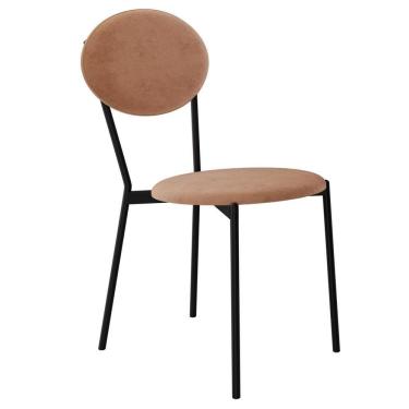 Imagem de Cadeira Estofada Para Sala De Jantar Azuri Preto C01 Veludo Bege - Lyam Decor