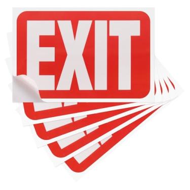 Imagem de PATIKIL Adesivos de placas de saída de 25,4 cm x 17,8 cm, pacote com 5 placas autoadesivas de saída de incêndio de vinil à prova d'água e resistência a arranhões, placa de segurança para negócios