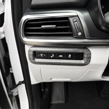 Imagem de Tampa da peça de ajuste da lâmpada dianteira do carro, moldura do botão de ajuste do farol, compatível com acessórios Kia Telluride 2020-2024 (grão de madeira)