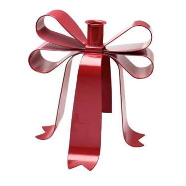 Imagem de Generic Castiçal em forma de laço, elegante suporte para velas, castiçal de metal para casamento, lareira, aniversário e estilo campestre, Vermelho