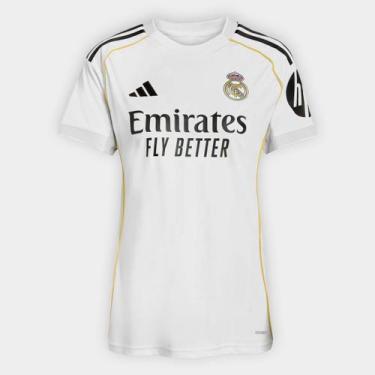 Imagem de Camisa Real Madrid Home 25/26 s/n Torcedor Adidas Feminina, Branco, GG
