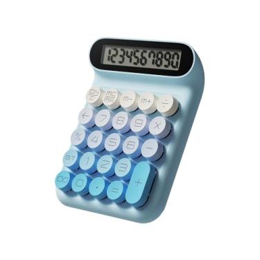 Imagem de Calculadora de interruptor mecânico, JS05, calculadora básica de mesa de 10 dígitos para escritório, escola, casa, uso comercial (azul)