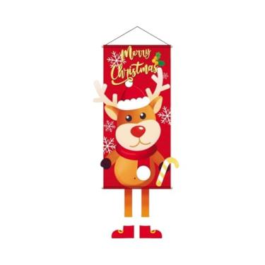 Imagem de rockible Faixa de Natal para, 43,31 x 15,75 polegadas, Fácil de Pendurar, Faixa de Natal para Porta, Jardim e Celebrações, Alce