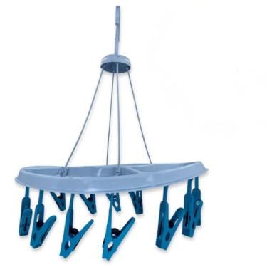 Imagem de Varal Redondo para Roupas Íntimas, Plástico e Aço, 28cm x 28cm, 12 Pregadores, Cores Sortidas, Suporta 2kg