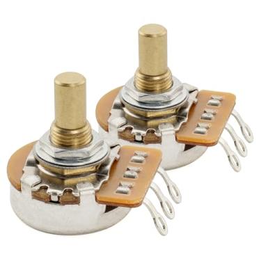 Imagem de Musiclily Potenciômetros Pro HD A1M de latão métrico sólido de eixo curto de 6,5 mm para baixo de guitarra elétrica estilo Jazzmaster Jaguar (conjunto de 2)