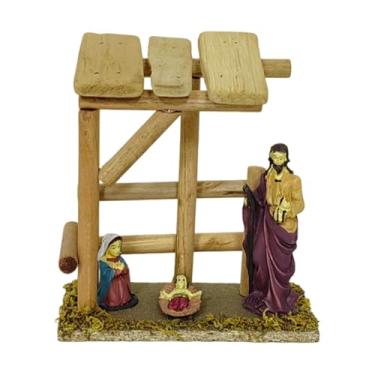 Imagem de MotiveTech Presépio de Natal Tradicional Feito à Mão, Estátua da Natividade de Jesus, Decoração de Mesa para Lareira ou Manto de Festas