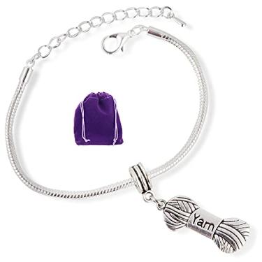 Imagem de Emerald Park Jewelry Pulseira com pingente de corrente de cobra de lã com novelo de fio