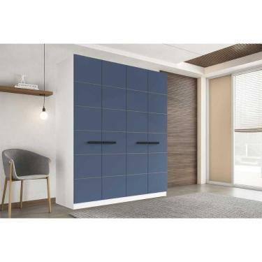 Imagem de Guarda Roupa 4 Portas E 4 Gavetas Lisboa Branco/azul - Politorno