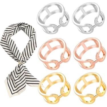 Imagem de ZIANTENNY 6 peças de anéis de cachecol, presilhas requintadas de liga metálica, fivela deslizante para mulheres (ouro, prata, ouro rosa)