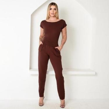 Imagem de Macacão Longo M/C Decote Canoa BBonnie Mel Tamanho:G;Genero:Feminino;Cor:-Feminino