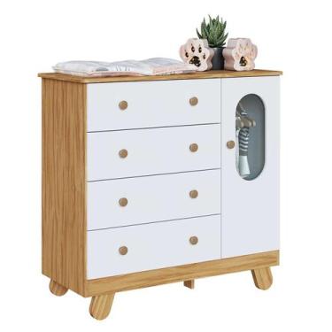 Imagem de Cômoda Trocador Com Janela 4 Gavetas Pingo Quarto Bebê - BEBE E CIA