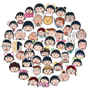 Imagem de Pacote de adesivos Chibis Marukochanss Anime 50 unidades para decoração de carros