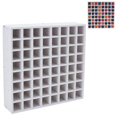 Imagem de ORIGACH Organizador de armazenamento de tinta artesanal 64 Grids, suporte empilhável para tintas artesanais de 59 g, montado na parede