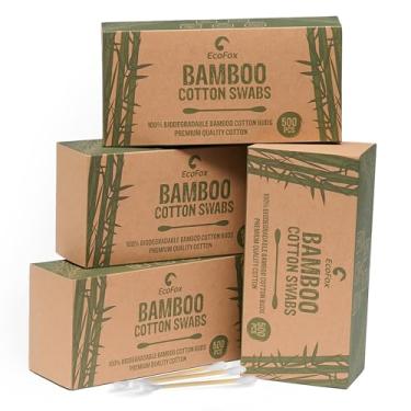Imagem de Cotonetes de algodão de bambu 2000 unidades | Cotonetes compostáveis e puros | Palitos de ponta dupla | Materiais de origem vegetal | Perfeito para aplicações de maquiagem e unhas, artes e artesanato