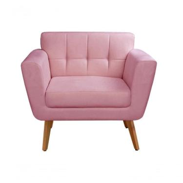 Imagem de Poltrona Decorativa Bruna Living Sala Quarto Recepção - Suede Rosa 280